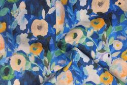 Lady McElroy - Blossom and Brushstroke - Blue - Cotton Pure Lawn