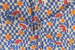 Lady McElroy - Retro Trippy Check - Blue - Cotton Pure Lawn