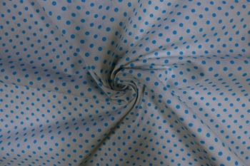 Ex Paul Smith Deadstock Designer Poly Cotton Spotty Shirting - Turquoise/White