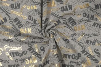 Deadstock Designer Graphic Gold-Foil Sweatshirting - Grey