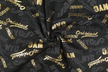 Deadstock Designer Graphic Gold-Foil Sweatshirting - Black