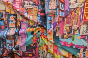 Lady McElroy Nightlife Tokyo - Cotton Marlie-Care Lawn - Remnant - 2m