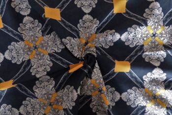 Lady McElroy Royale Damask - Noir Marlie-Care Lawn - Remnant - 3m