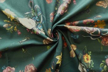 Lady McElroy Cobra Corsage - Bottle Green Chloe Chambray - Remnant -  1.5m