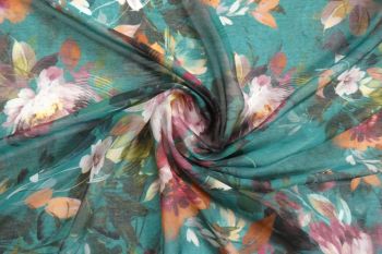 Lady McElroy Abstract Blooms - Jade - Nicole Voile Lawn