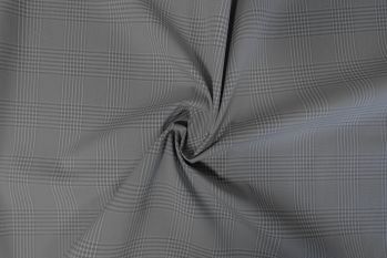 Ex Paul Smith Deadstock Designer Comfort Stretch Prince of Wales Check Shirting - Slate Grey