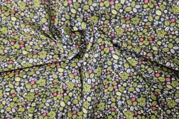IT-DD040 Deadstock 100% Cotton Lawn Digital Print - Black/Green - Remnant - 3m