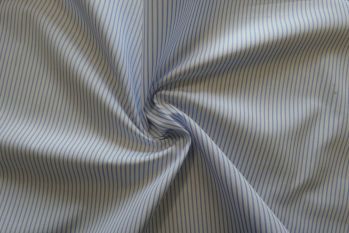 Deadstock Ex Designer Cotton Italian Yarn-Dyed Pinstriped Shirting - Blue/White