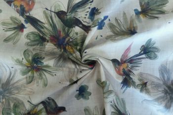 Lady McElroy Andean Hummingbird - Sage - Cotton Marlie Care Lawn - Remnant - 2.5m