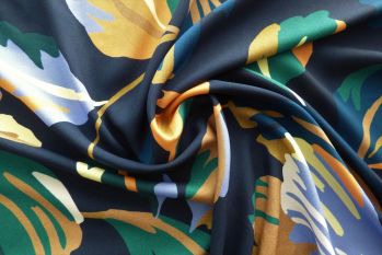 Lady McElroy Artsy Leaf - 100% Viscose Challis - Remnant - 3m