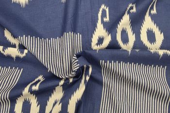 Lady McElroy Barcode Motif - Indigo - Cotton Lawn Hand-Dyed Block Print