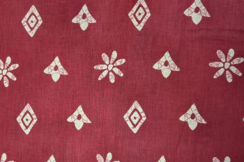 Lady McElroy Batik Block Blooms - Crimson - Cotton Lawn Hand-Dyed Block Print