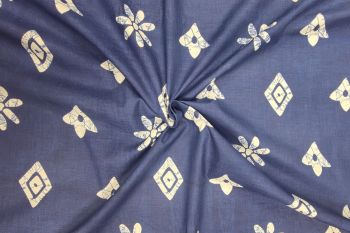 Lady McElroy Batik Block Blooms - Ink - Cotton Lawn Hand-Dyed Block Print