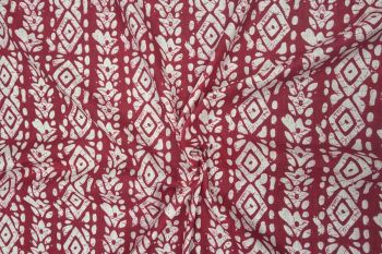 Lady McElroy Batik Bloom Stripe - Crimson - Cotton Lawn Hand-Dyed Block Print