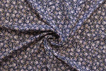 Lady McElroy Belles Marguérites - Marine - Viscose Challis Lawn - Remnant - 3m