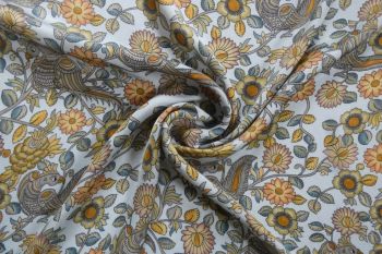 Lady McElroy Kalamkari Art - Platinum - Pure Cupro