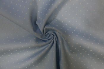 Ex Paul Smith Deadstock Designer Cotton Pique Spotty Shirting - Baby Blue/White