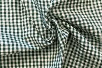Deadstock Ex Designer Seersucker Small Gingham Check - Bottle Green