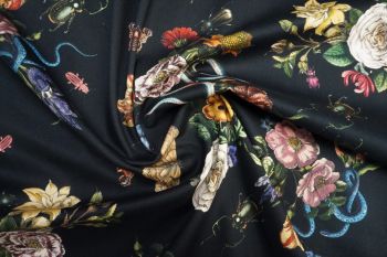 Lady McElroy Cobra Corsage - Noir - Stretch Cotton Candess Drill - Remnant - 3m