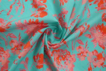 Lady McElroy - Peony Collection - Aqua - Cotton Pure Lawn - Remnant - 3m