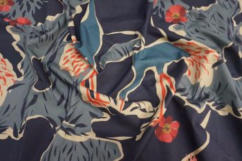 Crane Island - Navy - Viscose Rickardi Lawn - Remnant - 1.5m