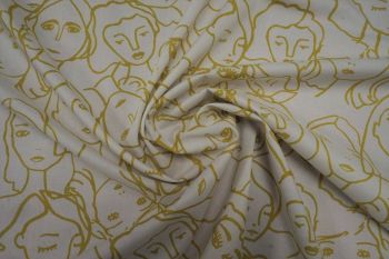 Lady McElroy Crowded Faces - Ochre Marlie-Care Lawn - Remnant - 3m