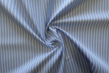 Deadstock Ex Designer Cotton Italian Yarn-Dyed Striped Shirting - Sky Blue/White
