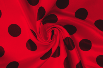 Deadstock Designer Ladybird Printed Satin - Red
