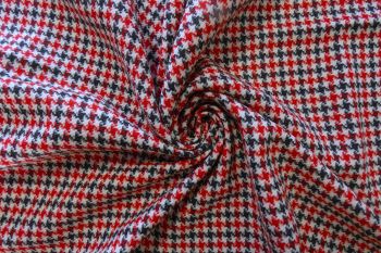 Deadstock Ex-Designer Dogtooth Style Jacketing - Red/Pewter Grey