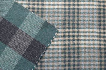 Ex Hobbs Deadstock Designer Reversible Wool Mix Gingham/Plaid Jacketing - Bottle Green