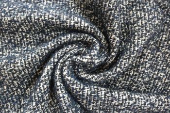 Deadstock Ex Hobbs Wool Mix Woven Boucle Tweed Jacketing - Dark Navy/Ivory