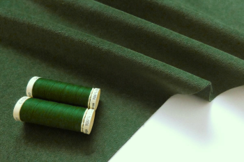 Deadstock Cotton Thick Velvet Plain - Forest Green
