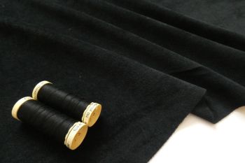 Deadstock Polyester Comfort Stretch Velvet Plain - Jet Black