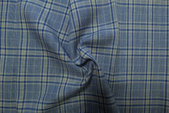 Deadstock Ex-Designer Linen-Mix Check Suiting - Blue/White