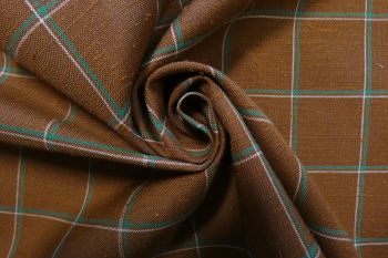 Deadstock Designer Linen-Mix Chambray - Brown/Green