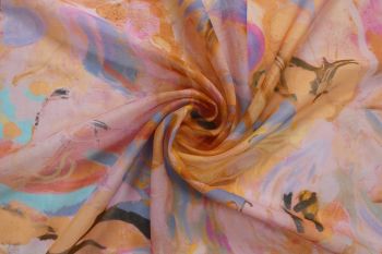 Ex Hobbs Deadstock Designer Silk Mix Delicate Voile - Brushstrokes - Remnant - 2m