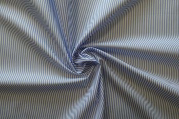 Deadstock Ex Designer Cotton Italian Yarn-Dyed Pinstripe Shirting - Classic Blue/White
