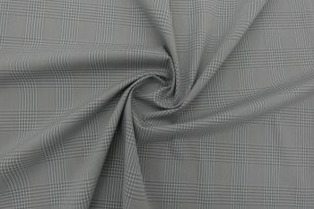 Deadstock Ex Paul Smith Italian Comfort Stretch Check Canvas Shirting - Grey/Off-White
