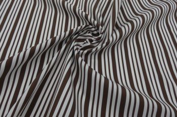 Deadstock Ex Paul Smith Italian Comfort Stretch Sateen Striped Shirting - Chocolate/White