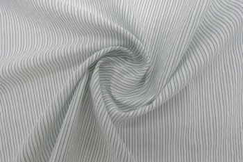Deadstock Ex Paul Smith Italian Cotton Textured Seersucker Narrow Striped Shirting - Forest Green/White