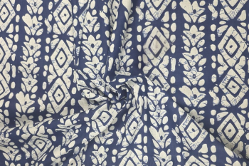 Lady McElroy Batik Bloom Stripe - Ink - Cotton Lawn Hand-Dyed Block Print