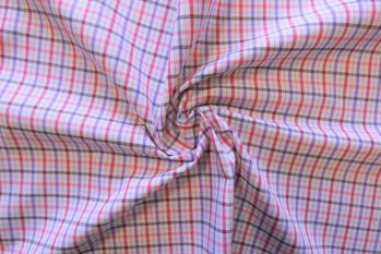 Deadstock Ex Designer Cotton Italian Yarn-Dyed Tartan Check Shirting - Red/Purple/White