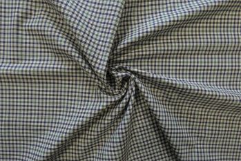 Deadstock Ex Designer Cotton Italian Yarn-Dyed Tartan Check Shirting - Blue/Green/Charcoal