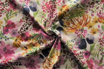 Lady McElroy Field of Flowers - Cream - Cotton Marlie-Care Lawn