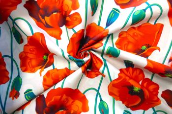 Lady McElroy Flanders Fields - Cream - Cotton Poplin - Remnant - 2m