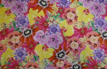 Lady McElroy Flower Mural - Candy - Cotton Marlie-Care Lawn - Remnant - 3m