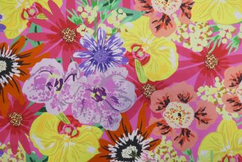 Lady McElroy Flower Mural - Candy - Cotton Marlie-Care Lawn Remnants