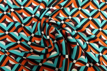 Lady McElroy Geo Mosaic - Viscose Challis Lawn - Remnant - 2m