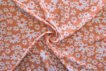 Lady McElroy Gerbera Daisies - Blush - Viscose Challis Lawn - Remnant - 3m