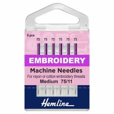 Hemline Embroidery Machine Needles - Fine 75/11
